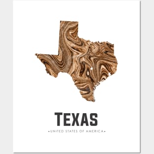 texas state map abstract golden brown Posters and Art